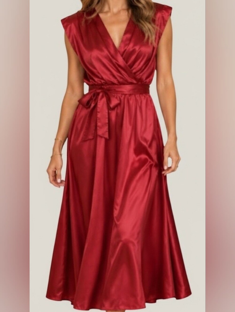 Bishop + Young Maroon Satin Long Dress size Small